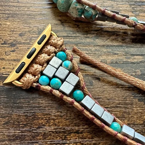 Turquoise Boho Natural Stone Apple Watch Strap - Picture 8 of 11